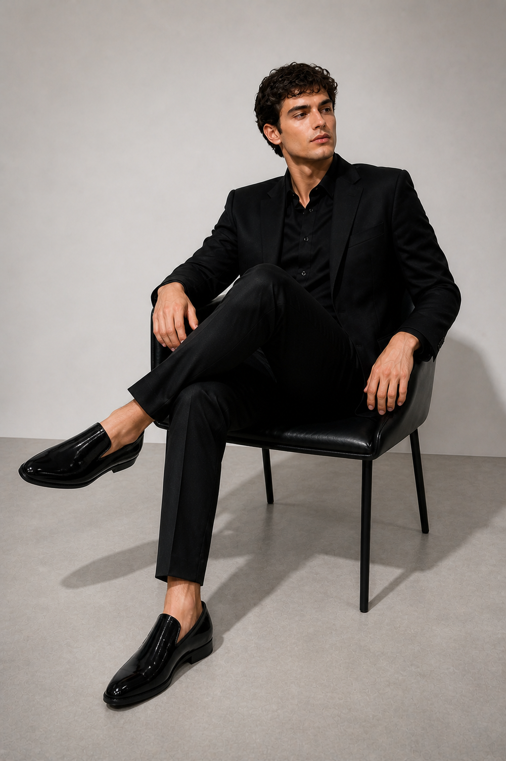Slipon Wood Black Loafers Patent Leather