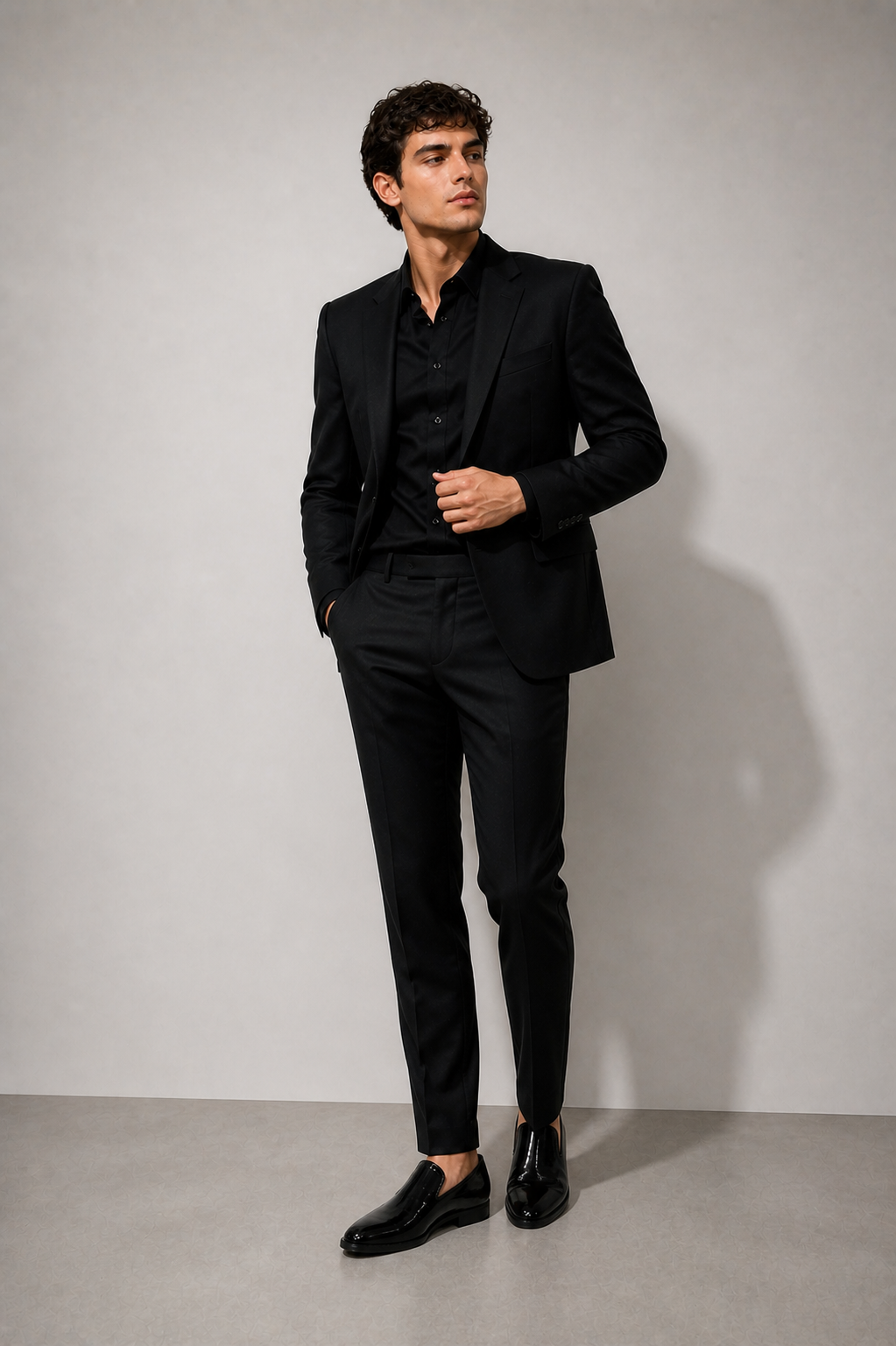 Slipon Wood Black Loafers Patent Leather