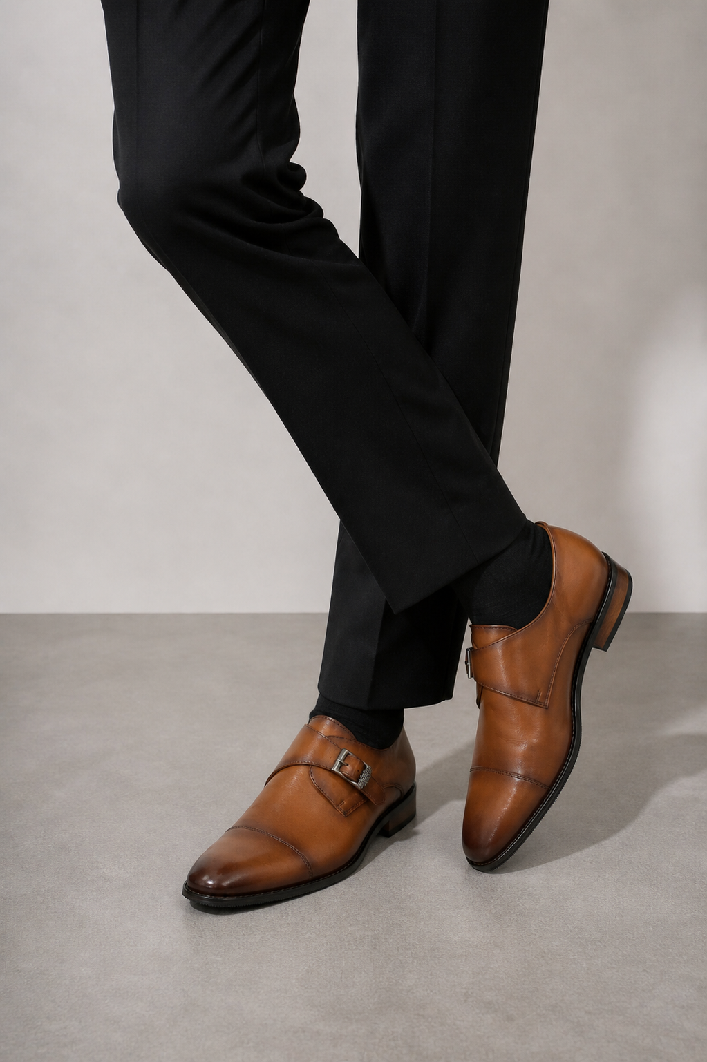 Single Monk Tan Leather Shoe