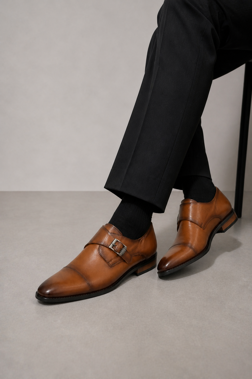 Single Monk Tan Leather Shoe