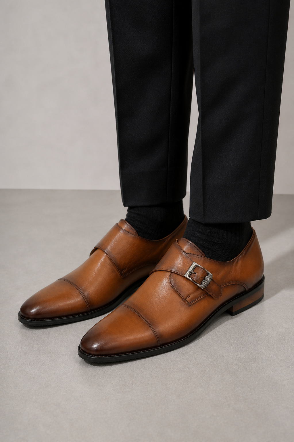Single Monk Tan Leather Shoe