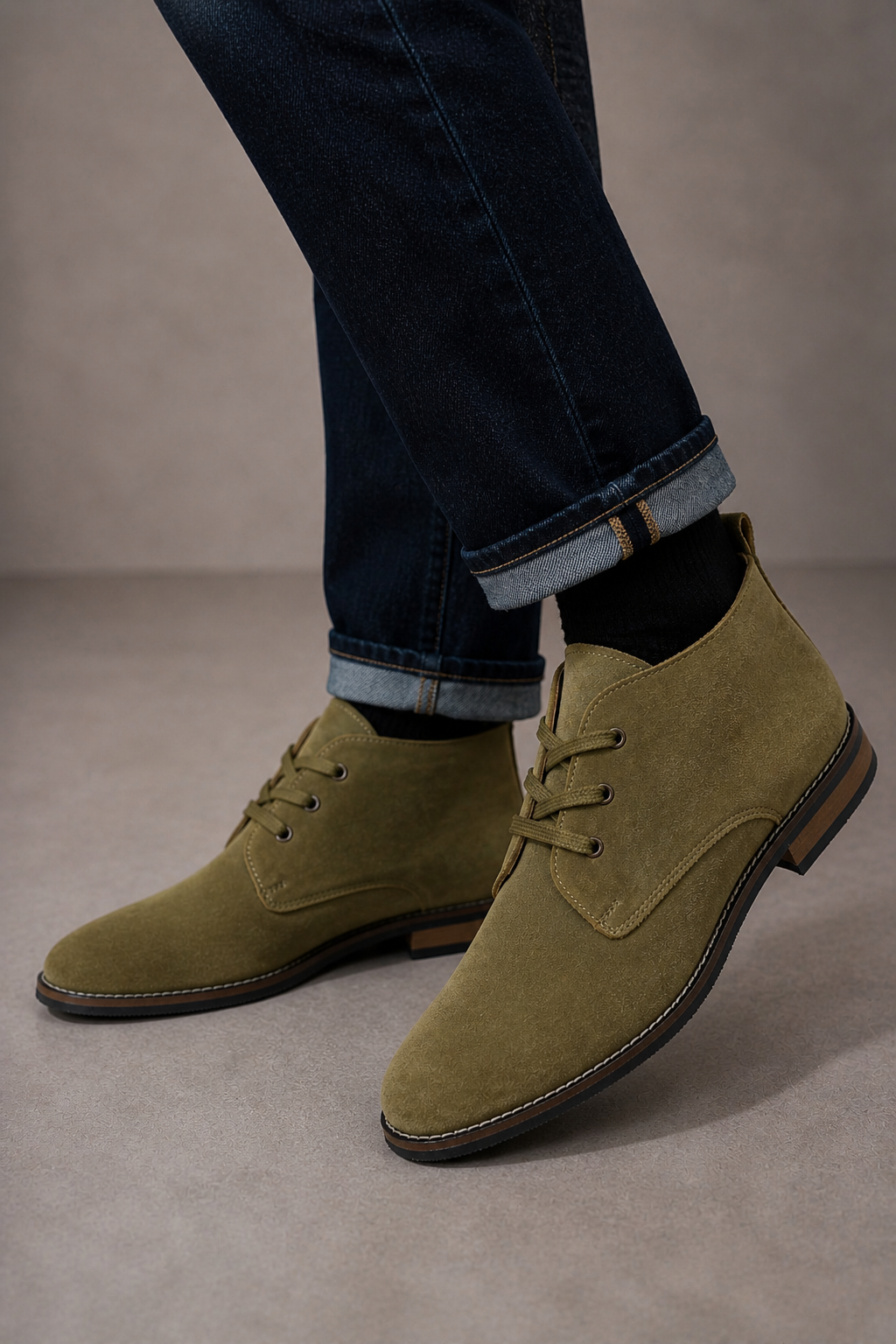 Khaki Desert sued leather Boots