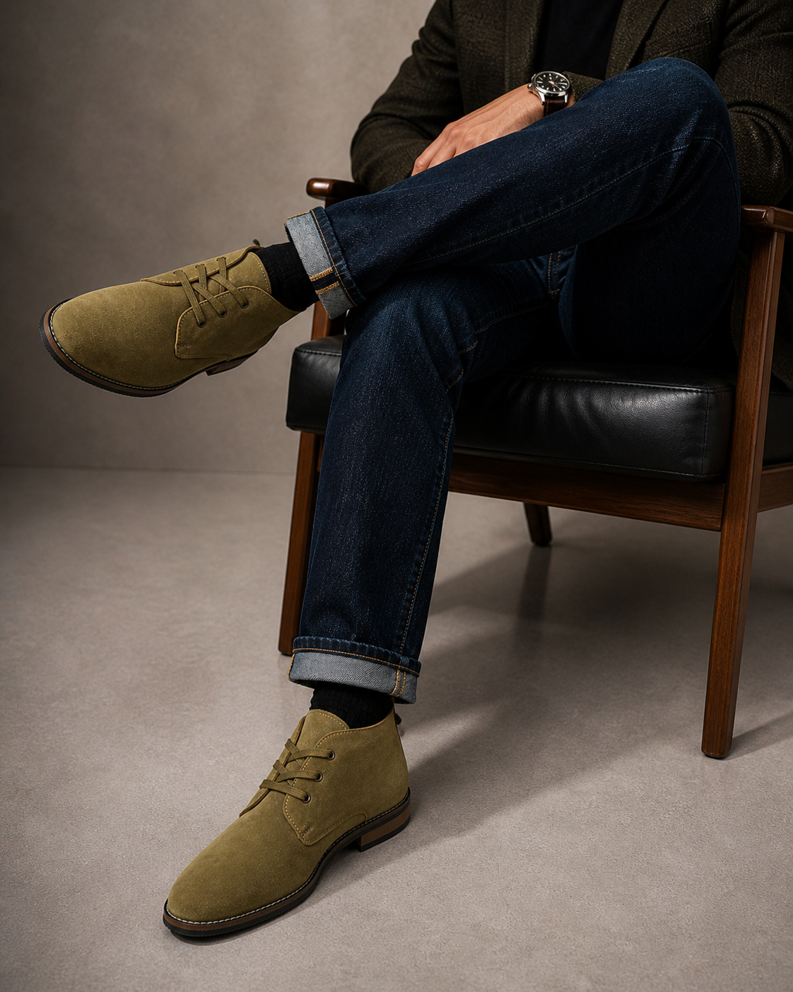 Khaki Desert sued leather Boots
