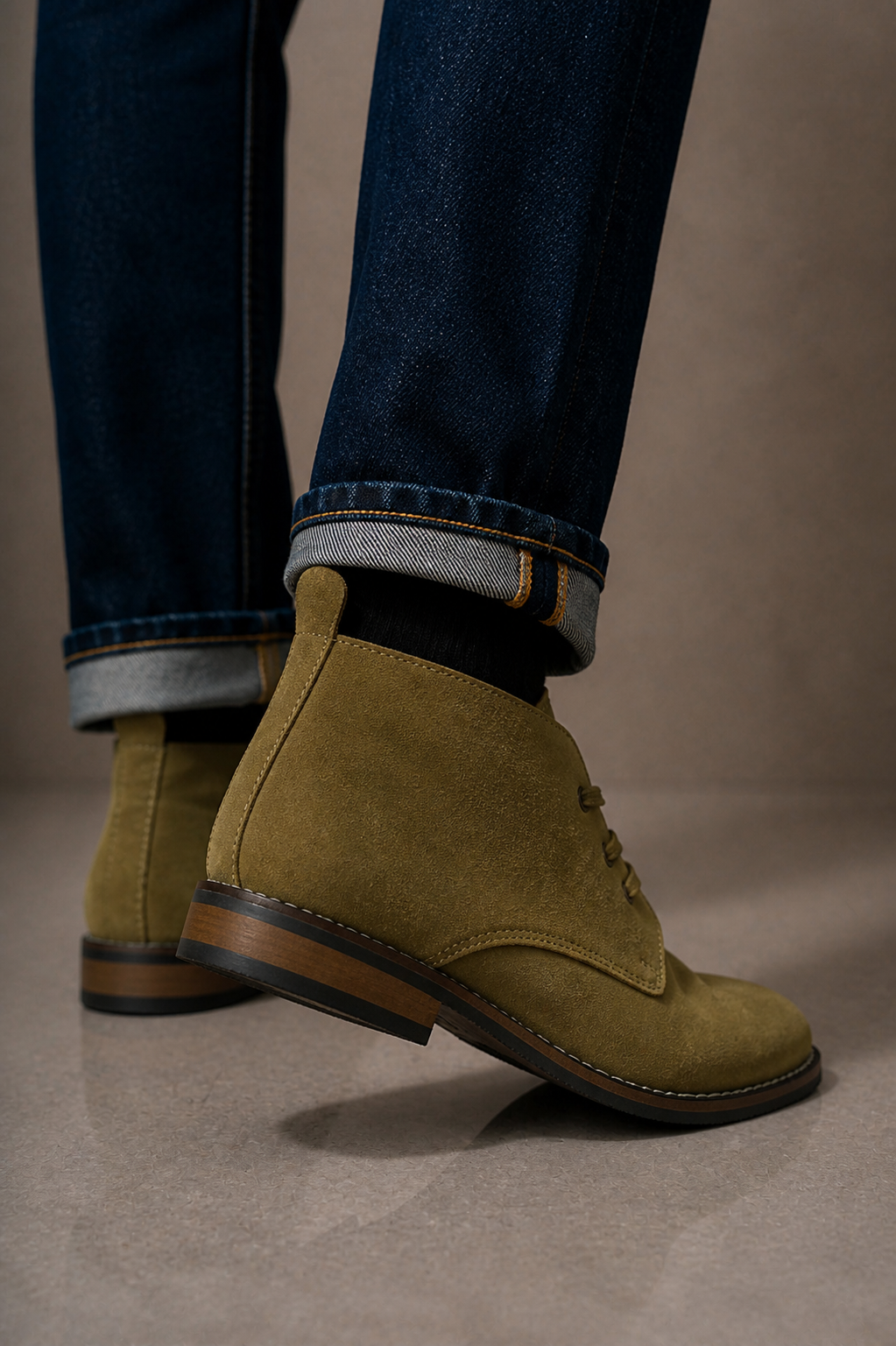 Khaki Desert sued leather Boots