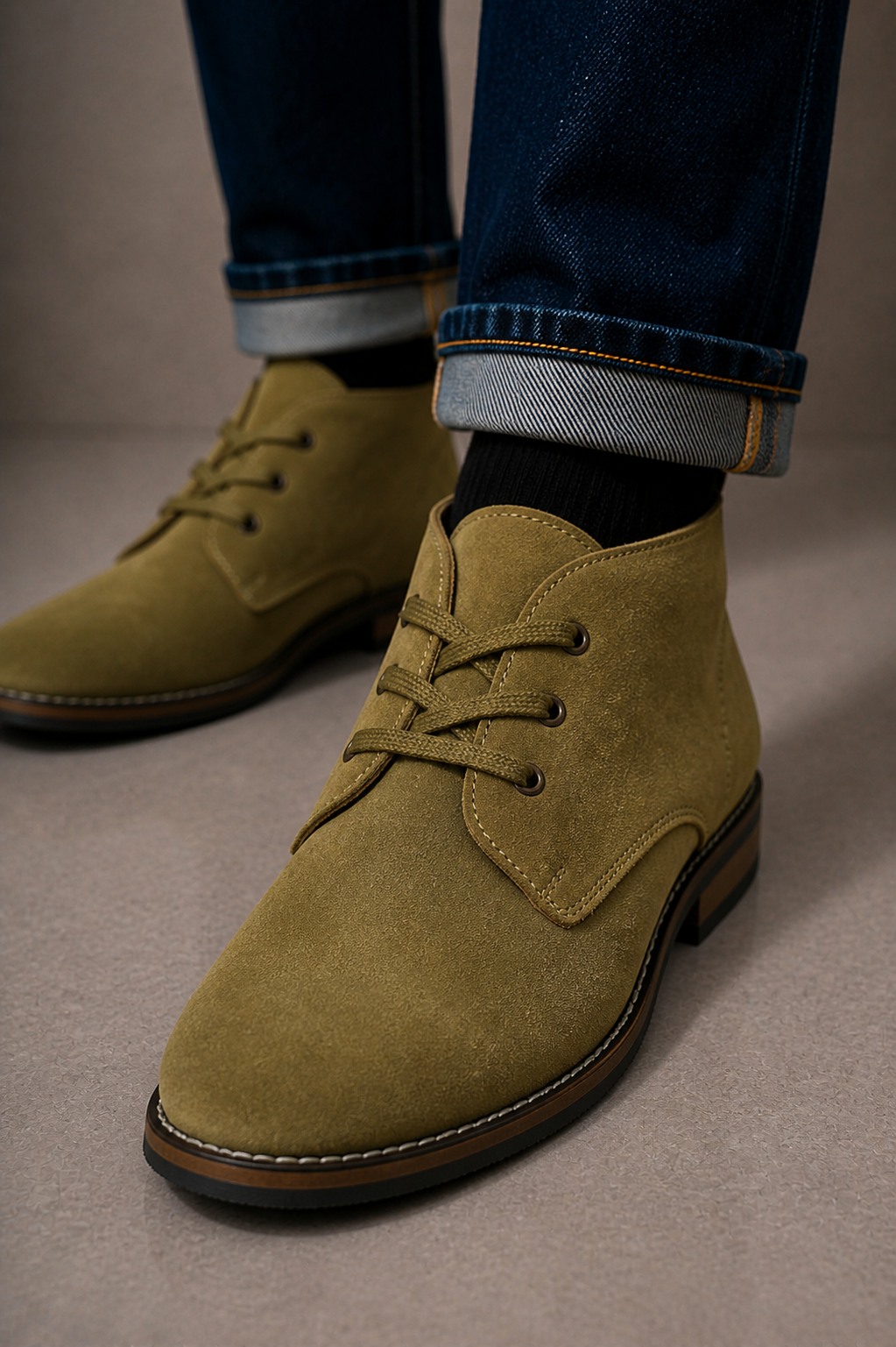Khaki Desert sued leather Boots