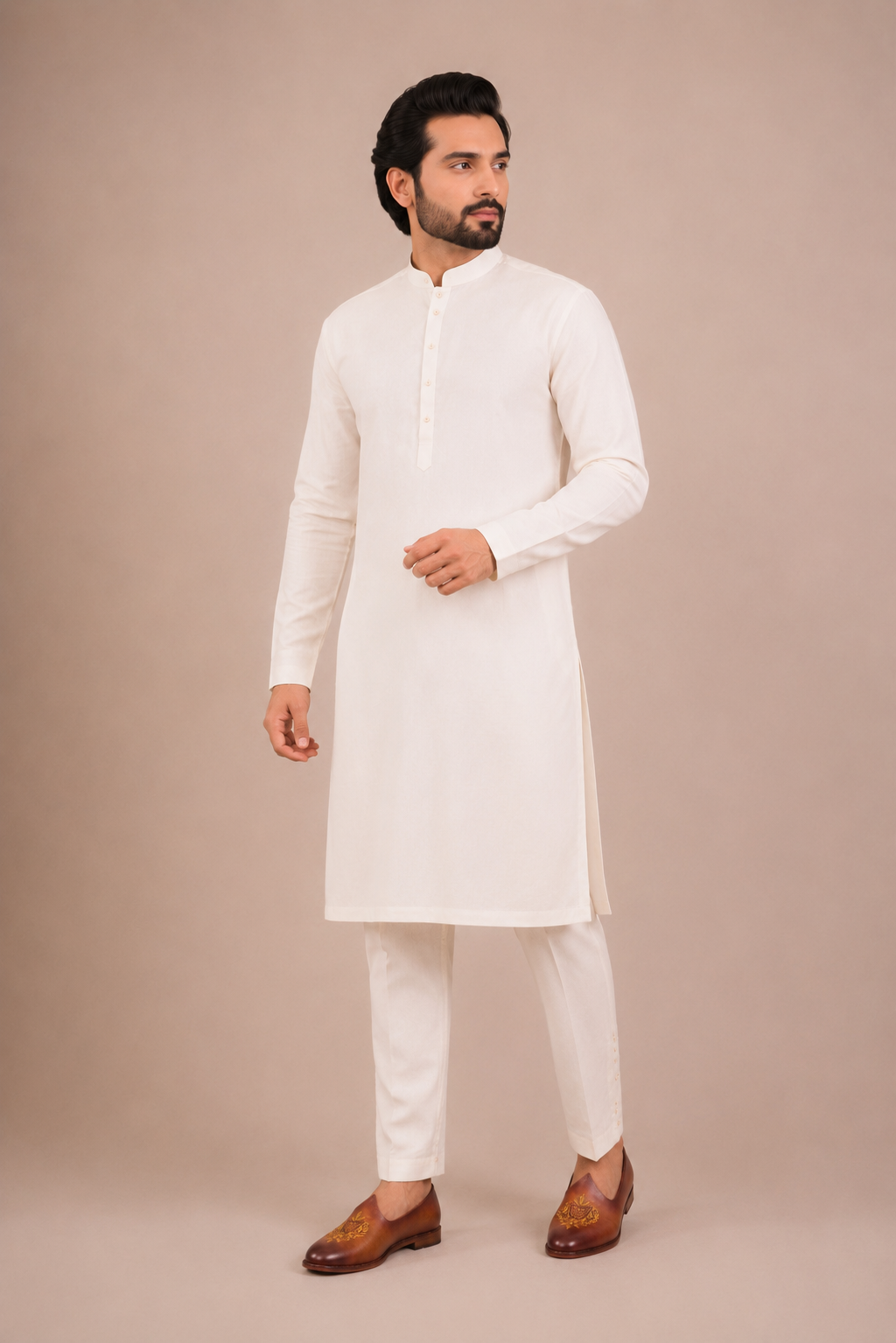 Handcrafted Tan Leather Jalsa with Embroidered Crest