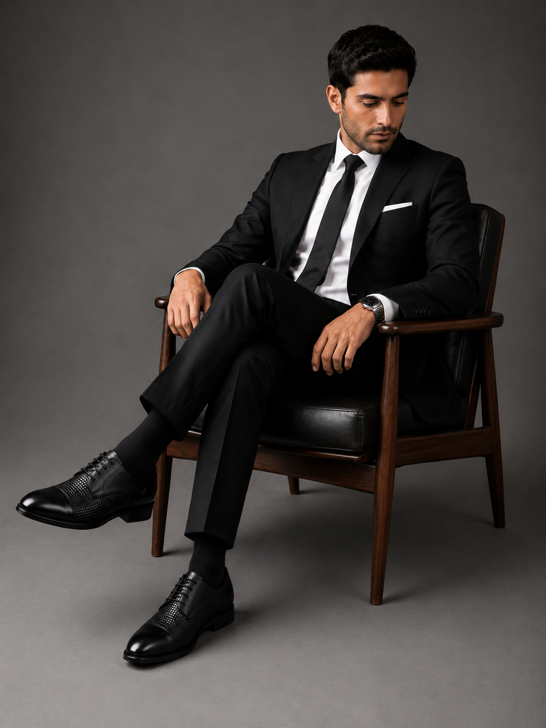 Oxford Mesh Crust Leather Shoe