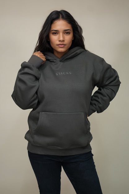 Charcoal Grey Classic Stacks Hoodie Women