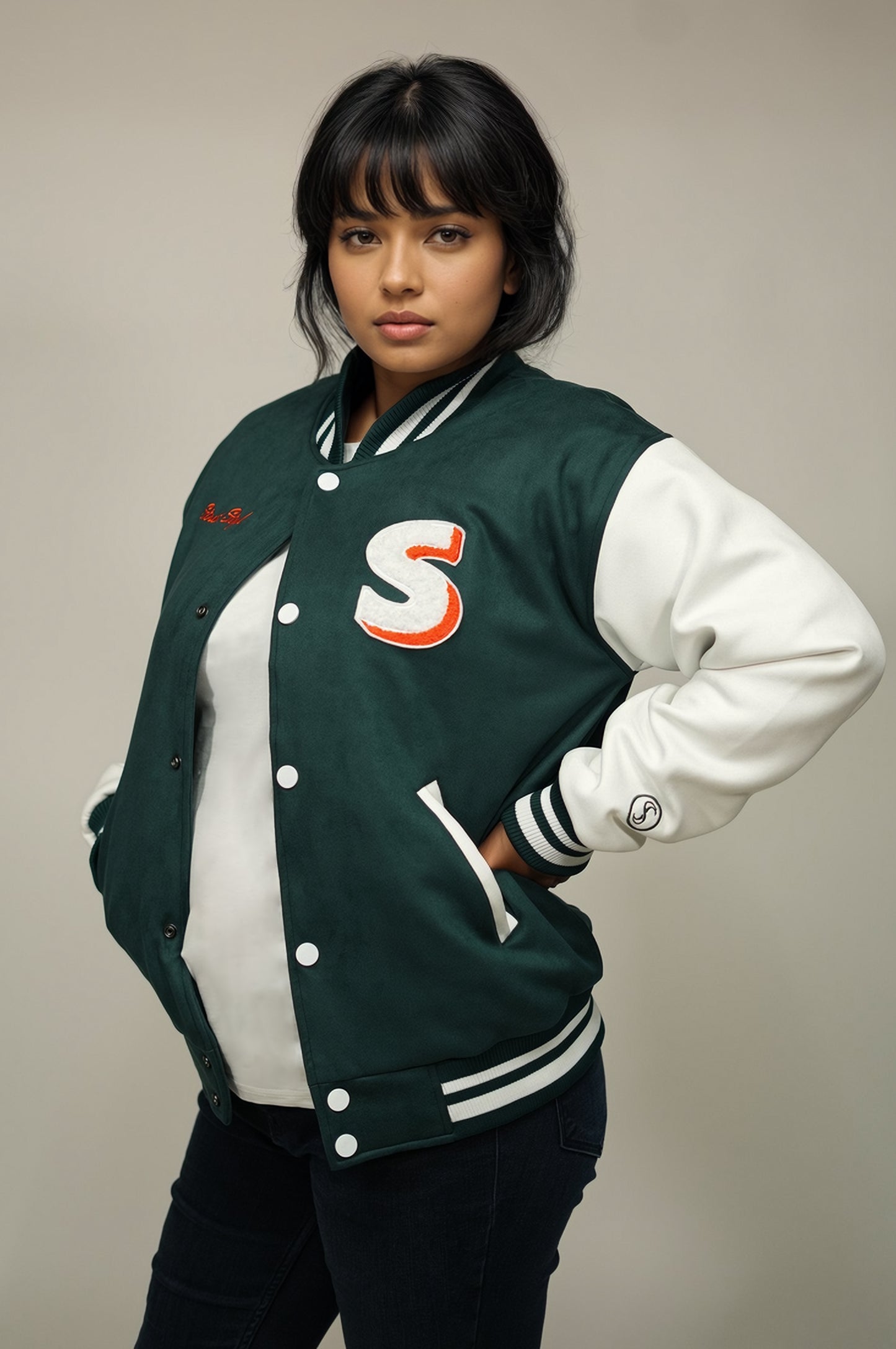 Forest Green Varsity Jacket Women