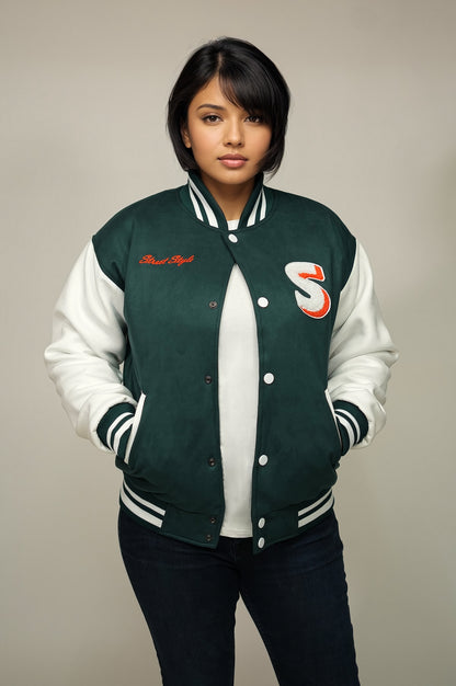 Forest Green Varsity Jacket Women