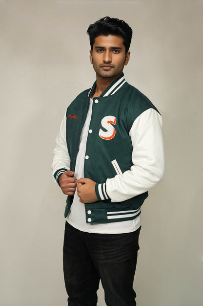 Forest Green Varsity Jacket Men