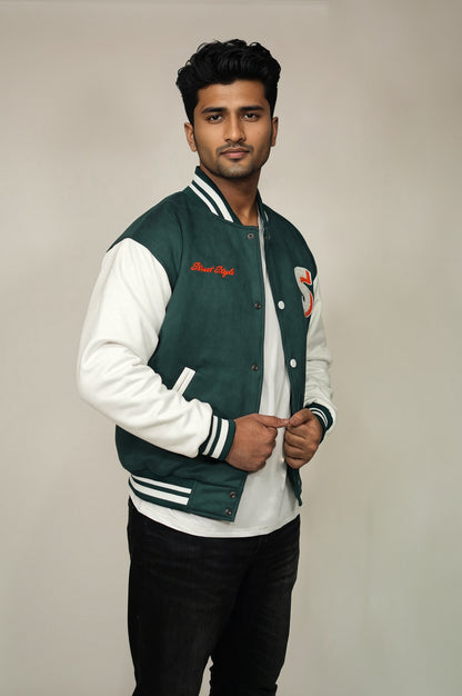 Forest Green Varsity Jacket Men