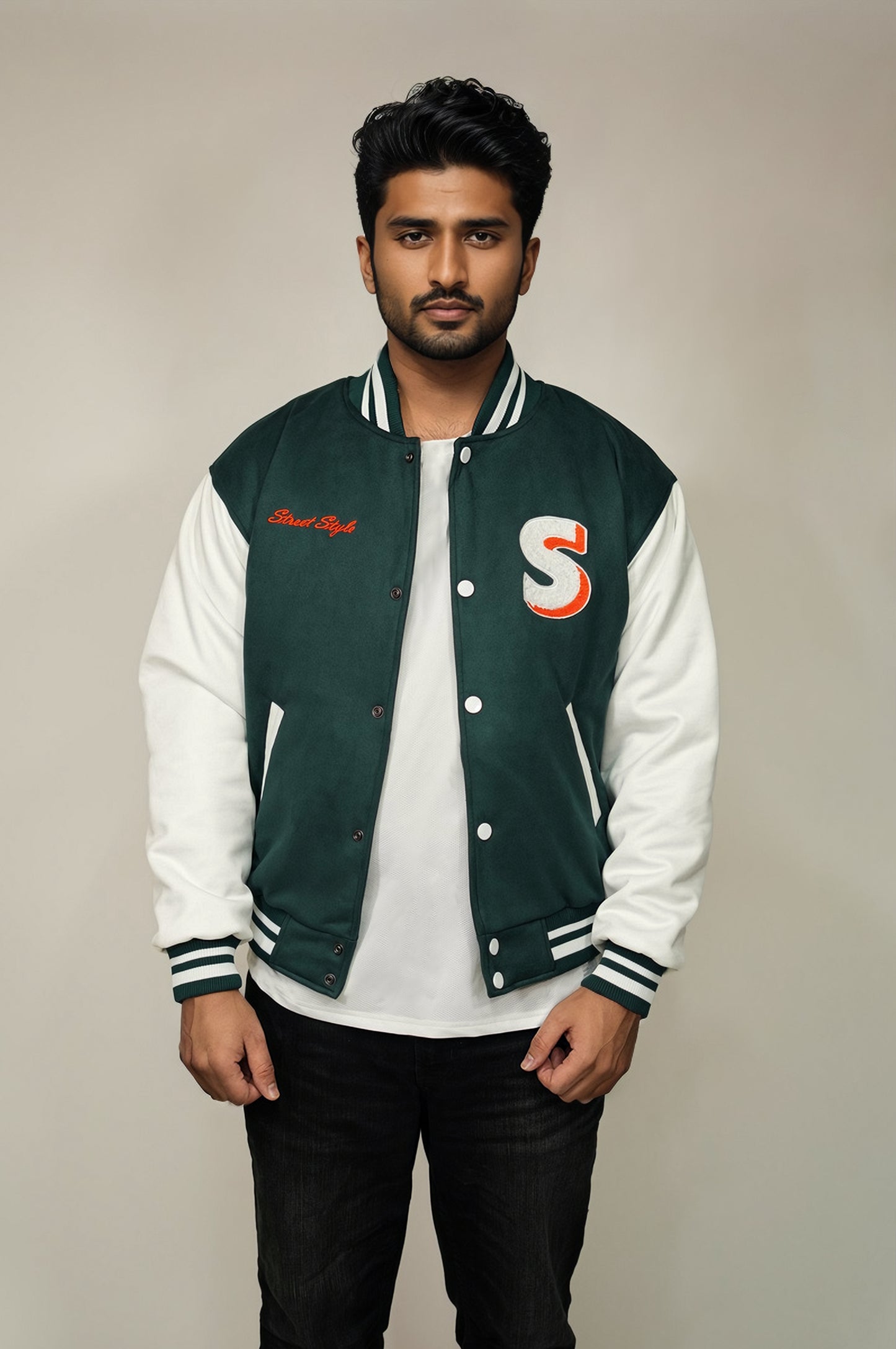 Forest Green Varsity Jacket Men