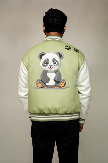 Panda Paradise Mint Varsity Jacket Men