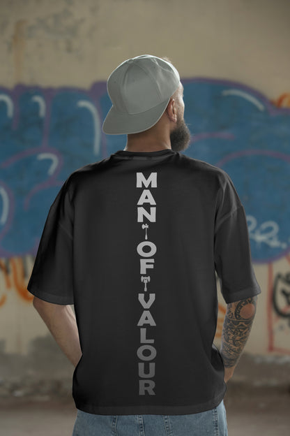 Man Of Valour Charcoal Grey Oversized T-Shirts Men